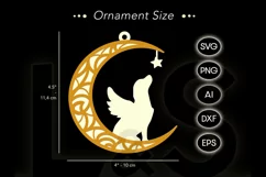 3D layered dog memorial ornament svg file with angel dog on moon design