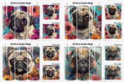 3D Floral Dog Pug And Flowers Tumbler Bundle Product Image 5