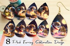 3D Dog with Christmas snow Earring teardrop sublimation desi Product Image 1