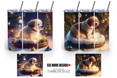 3D Dog with Christmas snow | Tumbler Sublimation Wrap Product Image 3