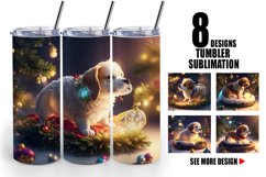 3D Dog with Christmas snow | Tumbler Sublimation Wrap Product Image 1
