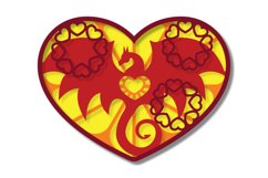 3D Layered Dragon in Heart Laser Cut, Heart inside Dragon Product Image 2