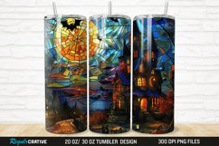 3D Stained Glass Halloween 20/30oz Skinny Tumbler Product Image 1