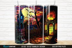 3D Stained Glass Halloween 20/30oz Skinny Tumbler Product Image 1