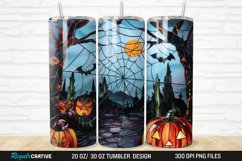3D Stained Glass Halloween 20/30oz Skinny Tumbler Product Image 1