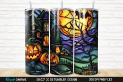 3D Stained Glass Halloween 20/30oz Skinny Tumbler Product Image 1
