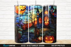 3D Stained Glass Halloween 20/30oz Skinny Tumbler Product Image 1