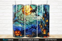 3D Stained Glass Halloween 20/30oz Skinny Tumbler Product Image 1