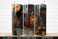 3D Stained Glass Halloween 20/30oz Skinny Tumbler Product Image 1