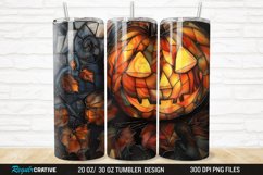 3D Stained Glass Halloween 20/30oz Skinny Tumbler Product Image 1