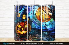 3D Stained Glass Halloween 20/30oz Skinny Tumbler Product Image 1