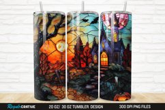 3D Stained Glass Halloween 20/30oz Skinny Tumbler Product Image 1