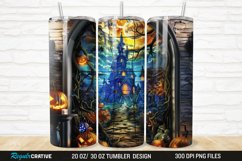 3D Stained Glass Halloween 20/30oz Skinny Tumbler Product Image 1