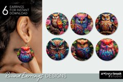 3D Earrings bundle 3D Owl Round Earrings Sublimation Design