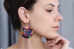 3D Earrings bundle 3D Owl Round Earrings Sublimation Design