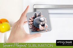 3D Easter Bunny Magnet - Hole in Wall Sublimation Design