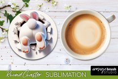 3D Easter Car Coaster - Round Sublimation Design with Bunny