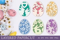 Easter eggs ornaments laser cut, Layered paper craft Product Image 2