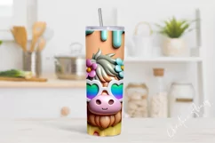 3D Cute Easter Highland Cow Tumbler Wrap PNG Product Image 2