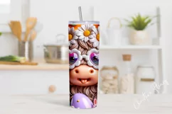 3D Daisy Highland Cow Tumbler Wrap PNG Product Image 2
