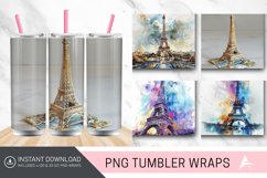 3D Eiffel Tower Watercolor Tumbler wrap Product Image 1