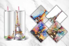 3D Eiffel Tower Watercolor Tumbler wrap Bundle Product Image 2