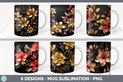 Bundle of six Black Azaleas Mug Wrap designs.
