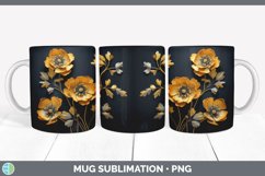 GorgeousBlack Buttercups Mug Wrap design.