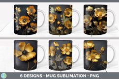 Bundle of six Black Buttercups Mug Wrap designs.