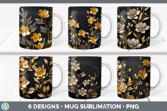 Bundle of six Black Freesias Mug Wrap designs.