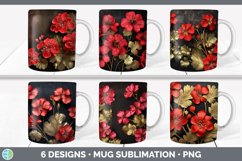 Bundle of six Black Geraniums Mug Wrap designs.