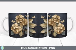 GorgeousBlack Hydrangeas Mug Wrap design.