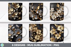 Bundle of six Black Orchid Mug Wrap designs.