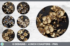 Bundle of six Black Orchid Round Coaster designs.