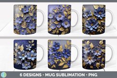 Bundle of six Black Periwinkles Mug Wrap designs.