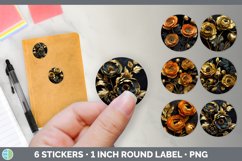 Bundle of six Black Ranunculus Stickers designs.