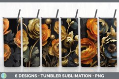 Bundle of six Black Ranunculus Tumbler designs.
