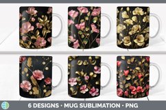 Bundle of six Black Sweet Peas Mug Wrap designs.