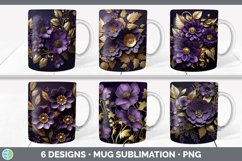 Bundle of six Black Violets Mug Wrap designs.