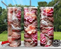 3D Embroidered Flowers 20 oz Skinny Tumbler Sublimation Product Image 2
