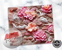 3D Embroidered Flowers 20 oz Skinny Tumbler Sublimation Product Image 4