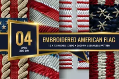 3D Embroidered Minimalist American Flag Design Digital Paper Product Image 1