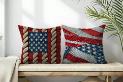 3D Embroidered Minimalist American Flag Design Digital Paper Product Image 2