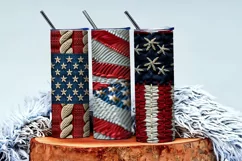 3D Embroidered Minimalist American Flag Design Digital Paper Product Image 3
