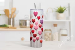 3D Embroidered Hearts Valentine Tumbler Wrap PNG | Valentine Product Image 2