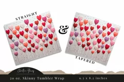3D Embroidered Hearts Valentine Tumbler Wrap PNG | Valentine Product Image 3