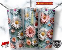 3D Embroidered Flowers 20 oz Skinny Tumbler Sublimation Product Image 3