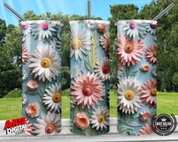 3D Embroidered Flowers 20 oz Skinny Tumbler Sublimation Product Image 2