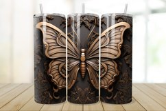 3D Engraved Leather Butterfly 20oz/30oz Tumbler PNG Product Image 1