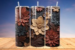 3D Engraved Leather Flower 20oz/30oz Tumbler PNG Product Image 1
